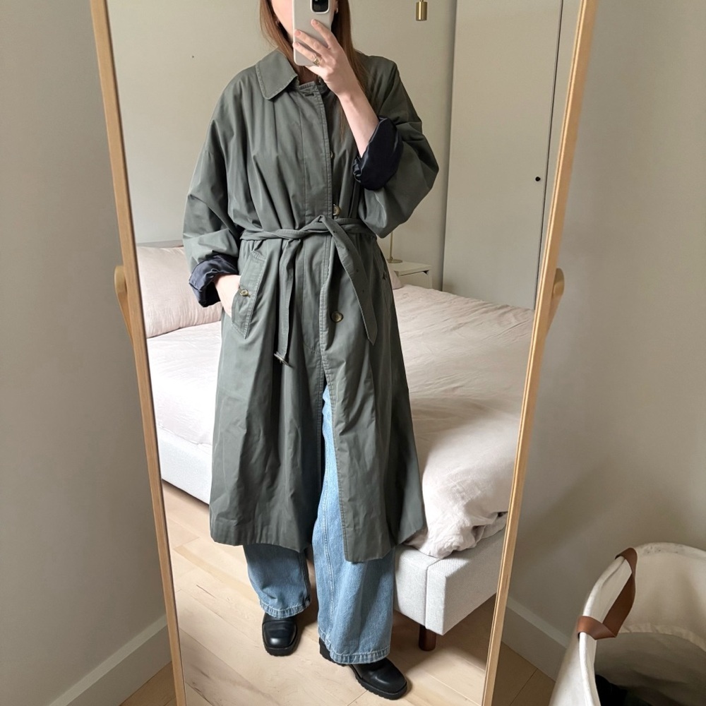 Burberry Olive Green Long Trench Coat - Picture 3 of 15